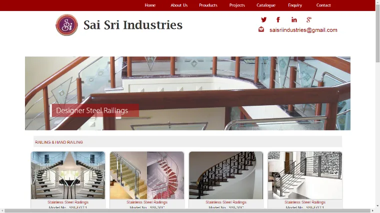 Screenshot of the Sai Sri Industries website